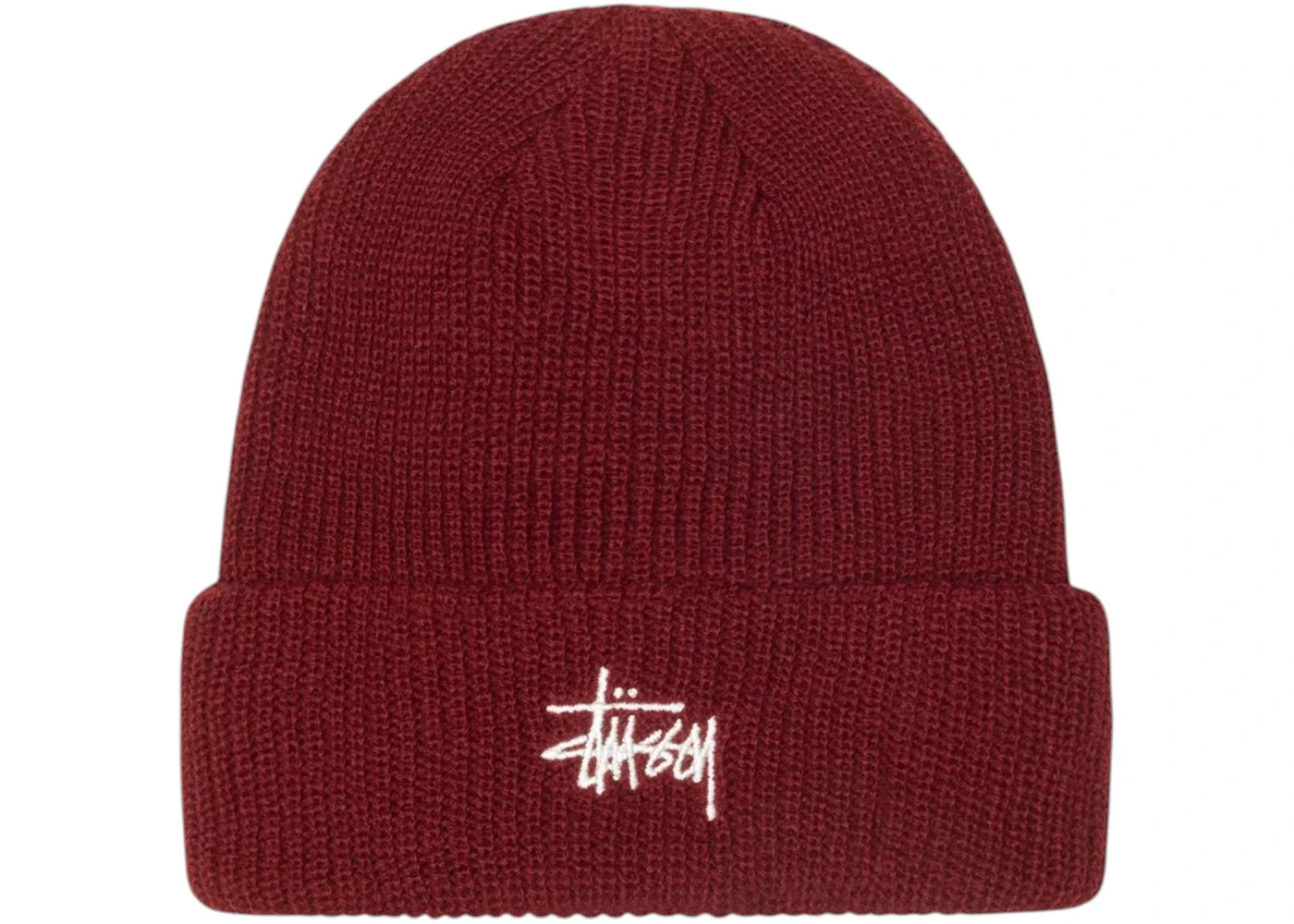 Stussy Basic Cuff Beanie Dark Red - 1