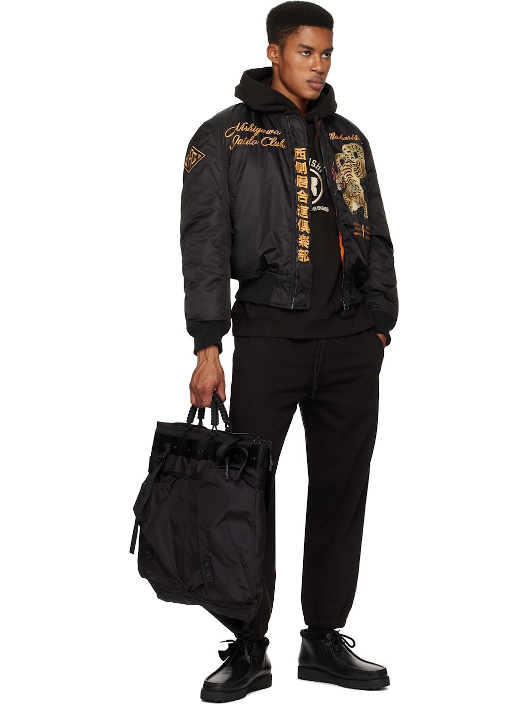 Black Nishigawa Iaido Club Edition Kamon Embroidered Sweatpants - 4