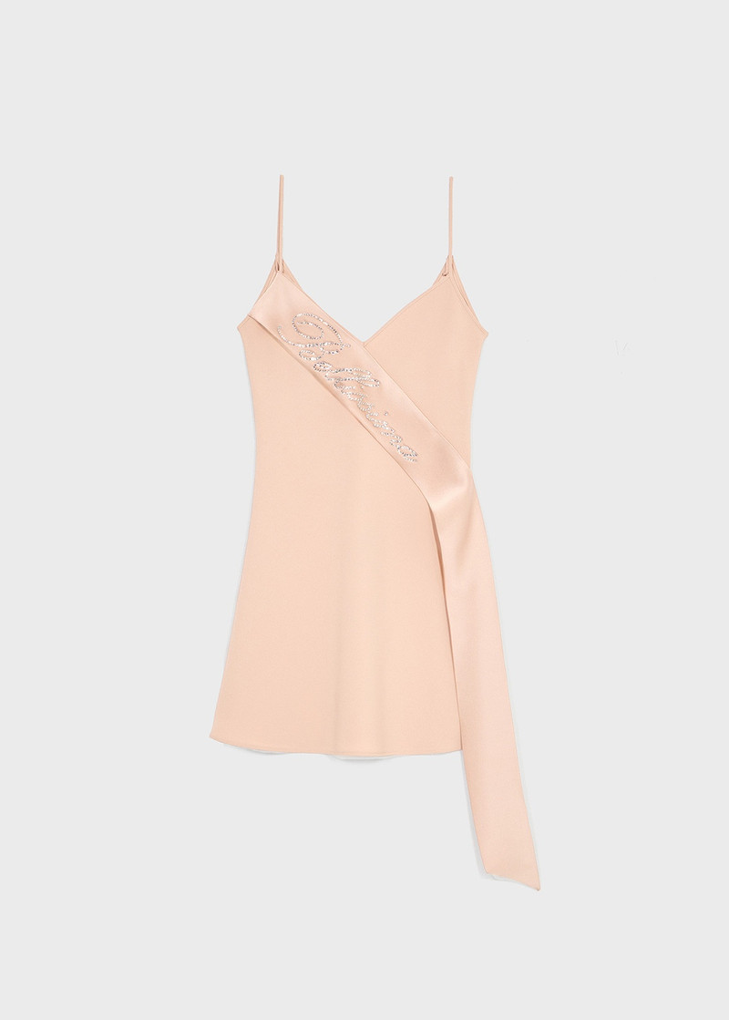 SLIP DRESS WITH SATIN BAND AND LOGO DECORATION - 1
