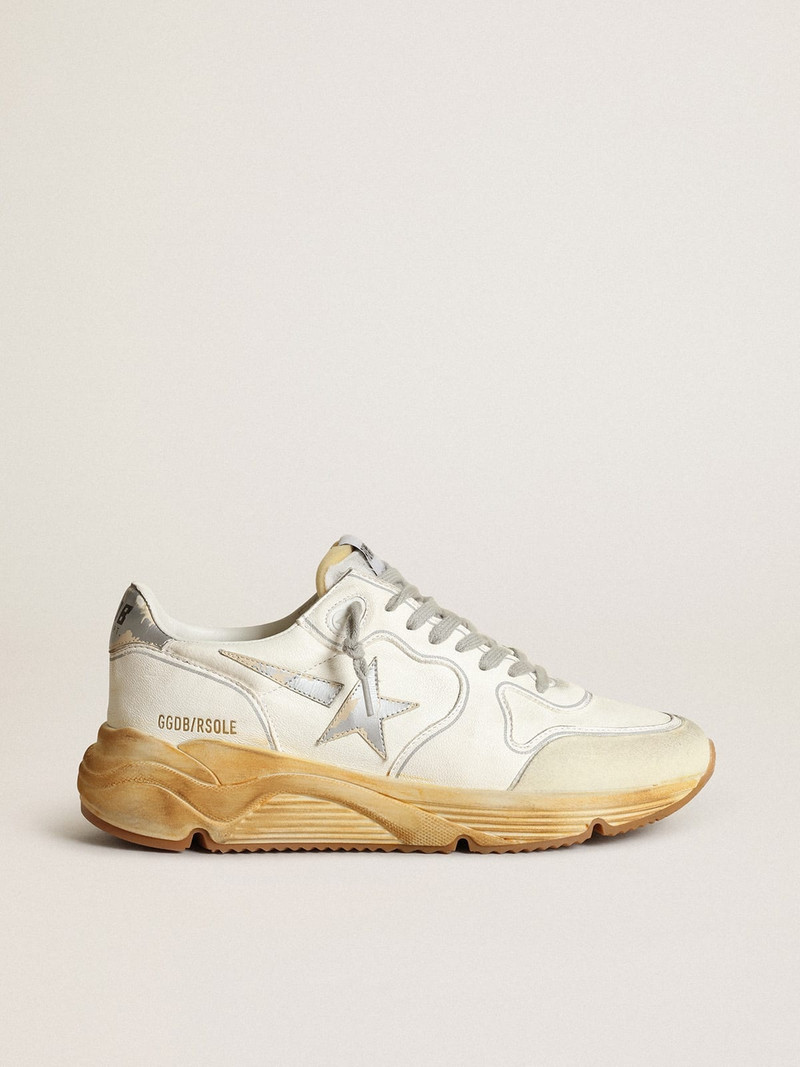 Running Sole sneakers with star and heel tab in leather with silver-colored digital print - 1