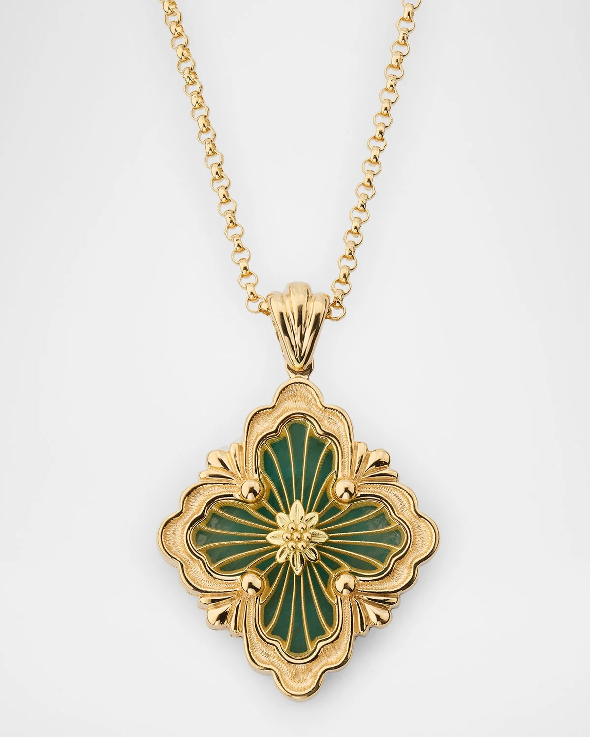 Opera Tulle 18K Yellow Gold Amazonite Pendant Necklace, Large - 1