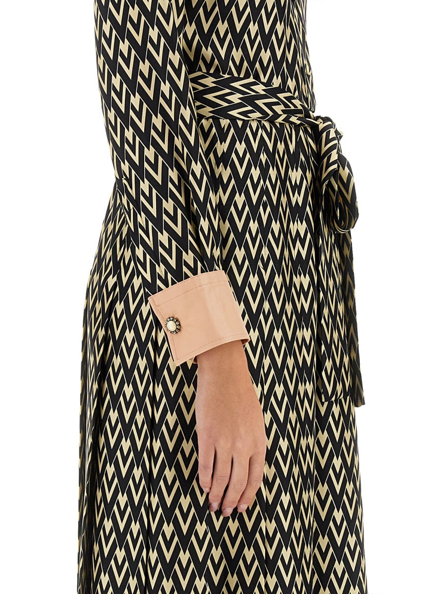 Valentino Women "Toute La V" Twill Midi Dress - 4