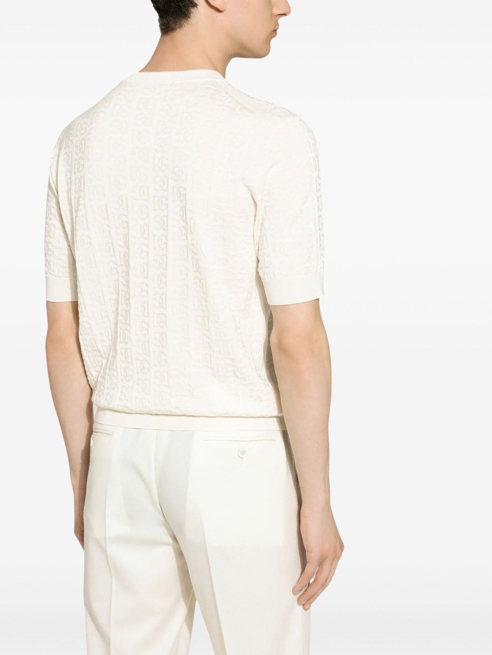 monogram-logo silk T-shirt - 4