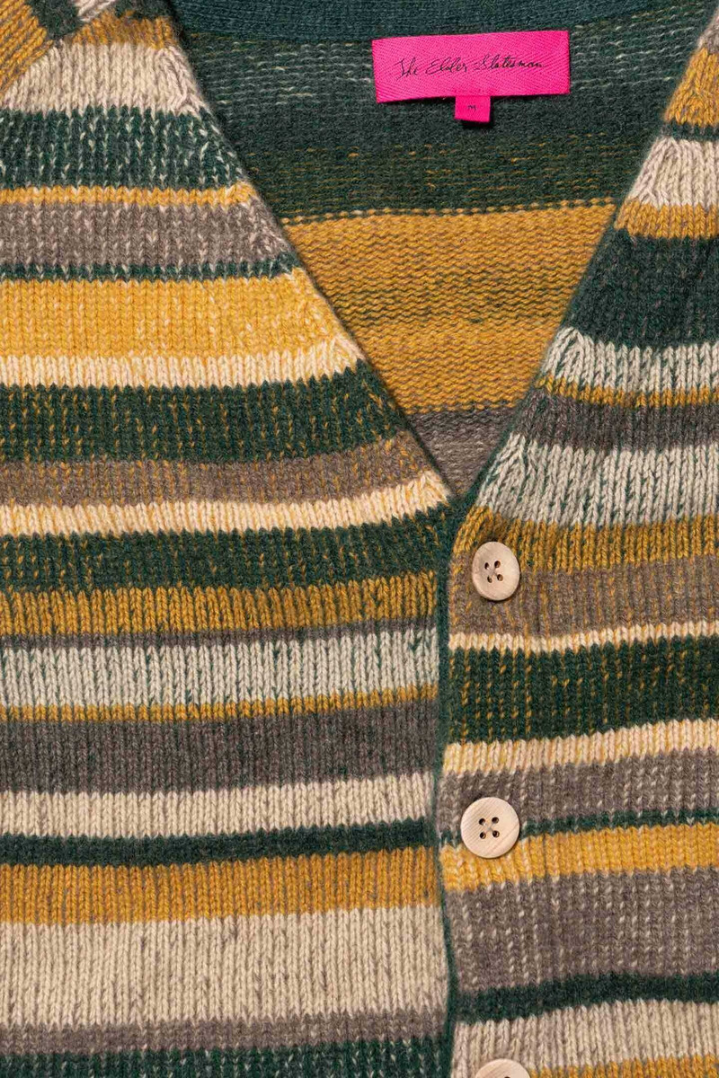 The Elder Statesman STRIPE SUPER SOFT CARDIGAN outlook
