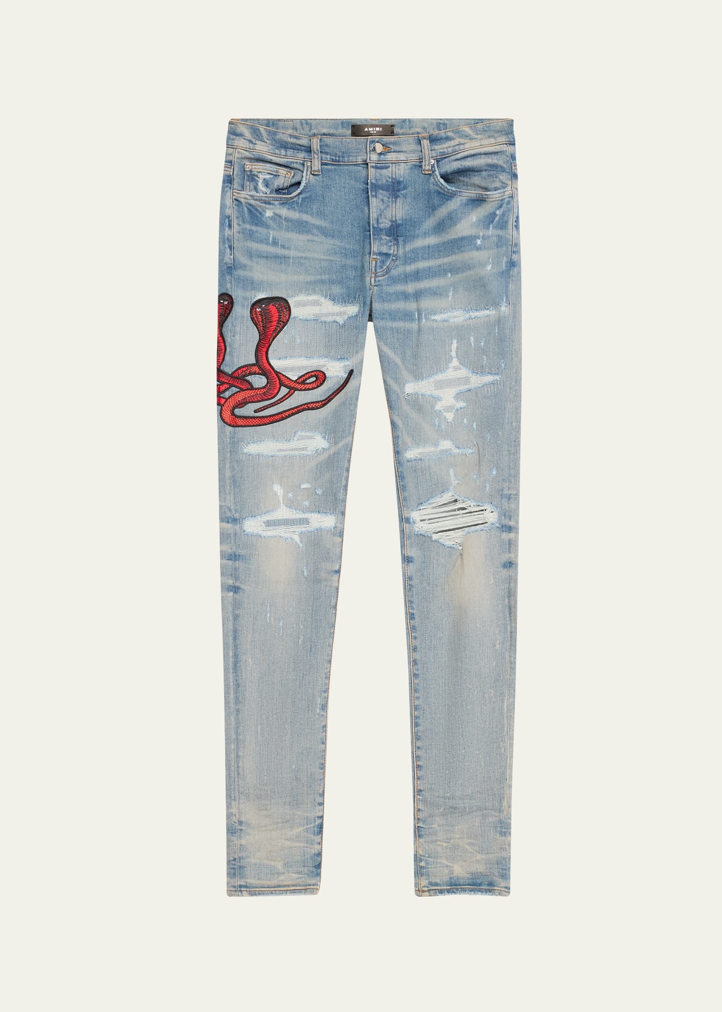 Men's Snake Applique Skinny Jeans - 1