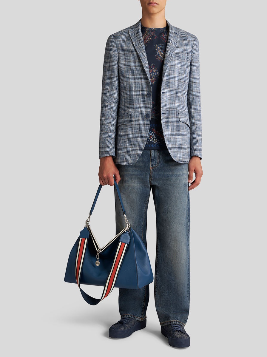 CHECK LINEN- AND COTTON-BLEND BLAZER - 3