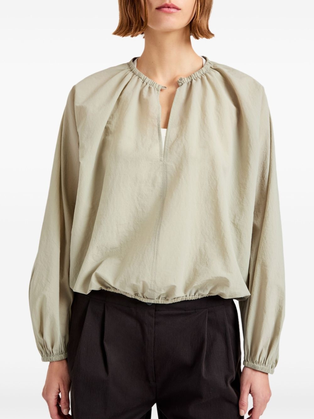 gathered-neckline blouse - 6