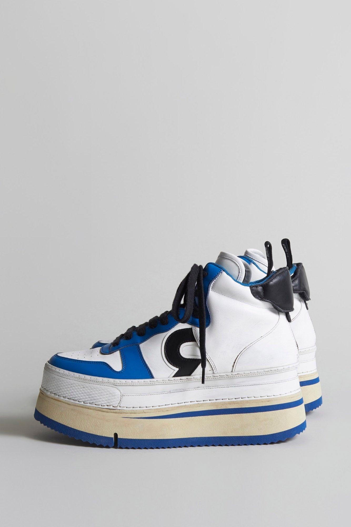 RIOT LEATHER HIGH TOP - SKATE WHITE & COBALT - 2