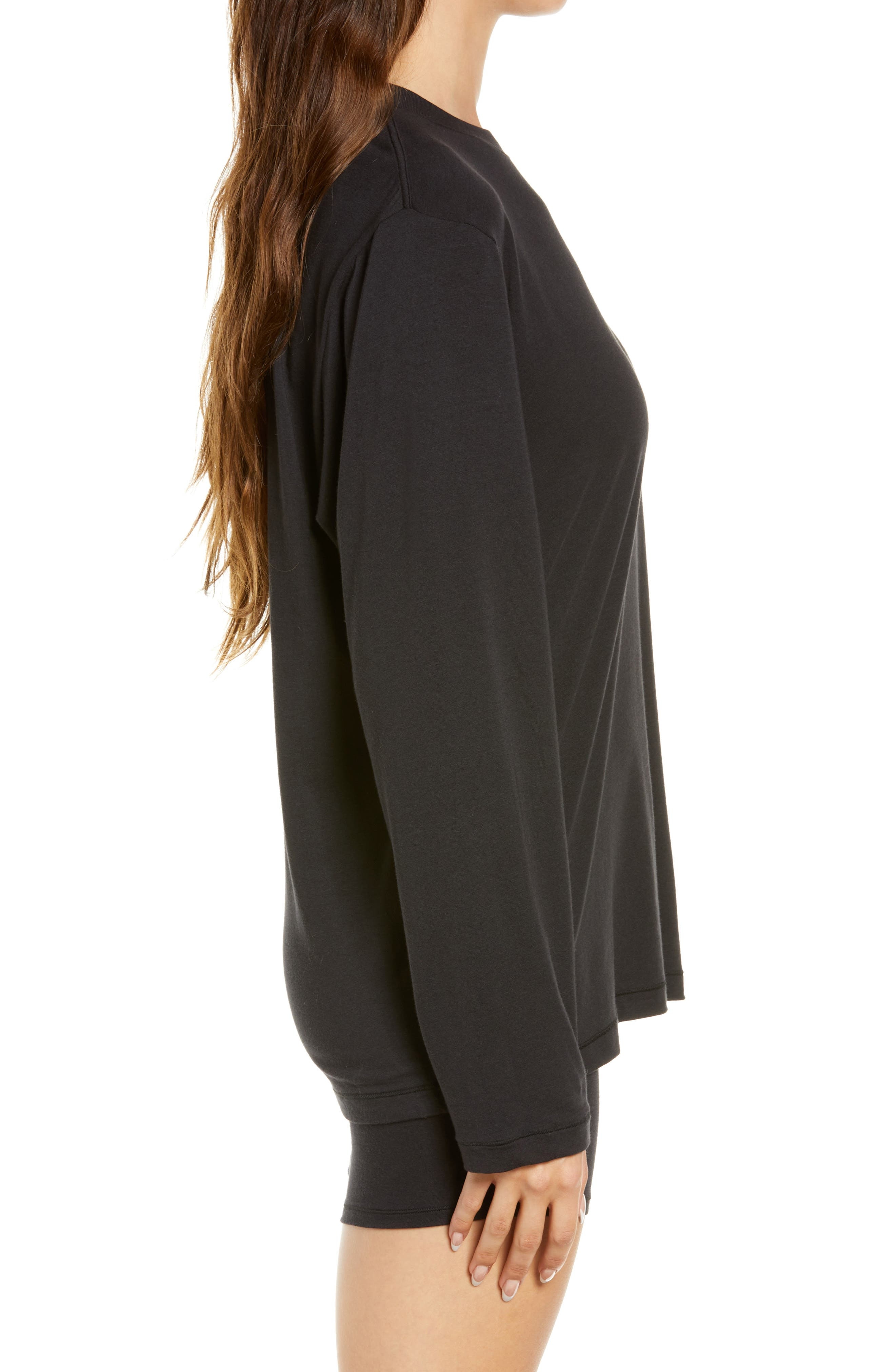 SKIMS Boyfriend Long Sleeve T-Shirt in Onyx at Nordstrom - 3