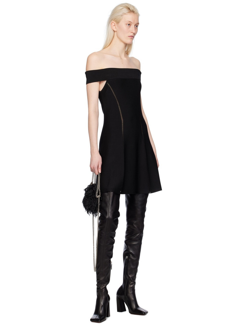 Amina Muaddi Black Marine Stretch Thigh High Boots outlook