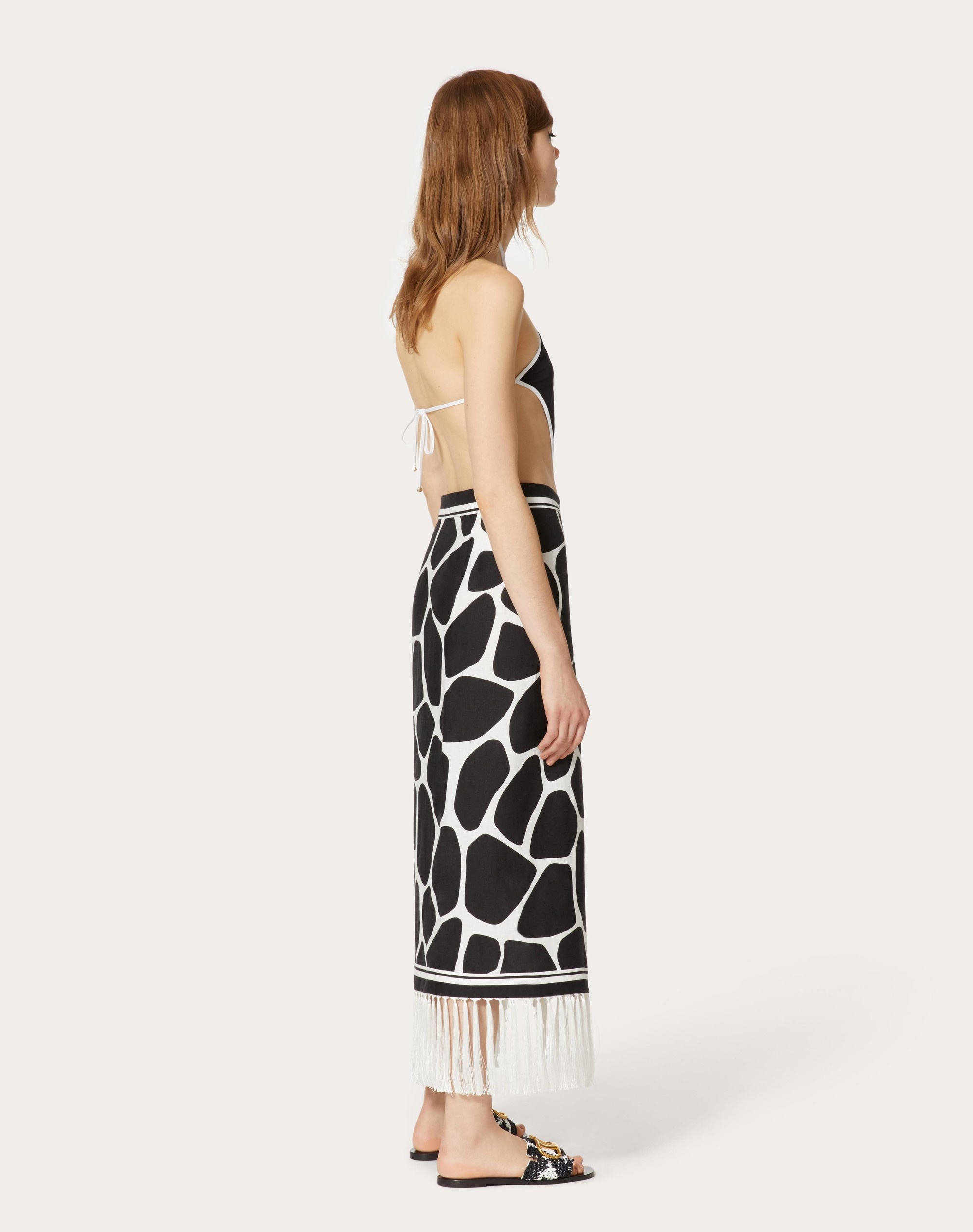 LINEN SKIRT WITH GIRAFFA RE-EDITION PRINT - 2