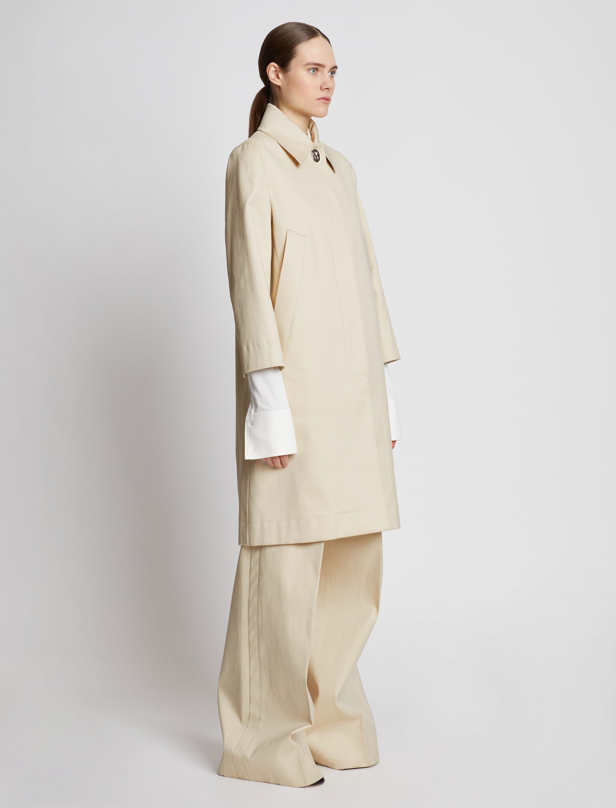 Cotton Gabardine Single Breasted Coat - 3