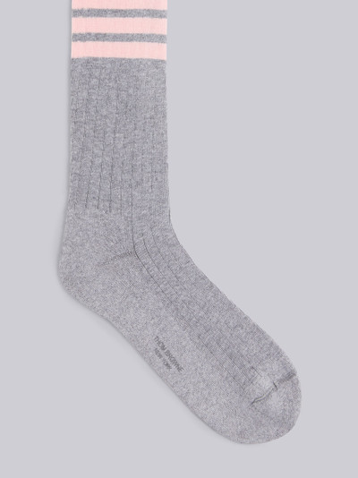 Thom Browne Pink Cotton Athletic Mid-calf 4-Bar Socks outlook