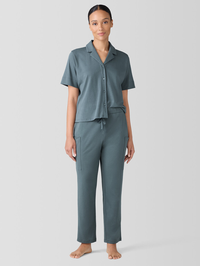 Organic Cotton Interlock Notch Collar Sleep Shirt 3
