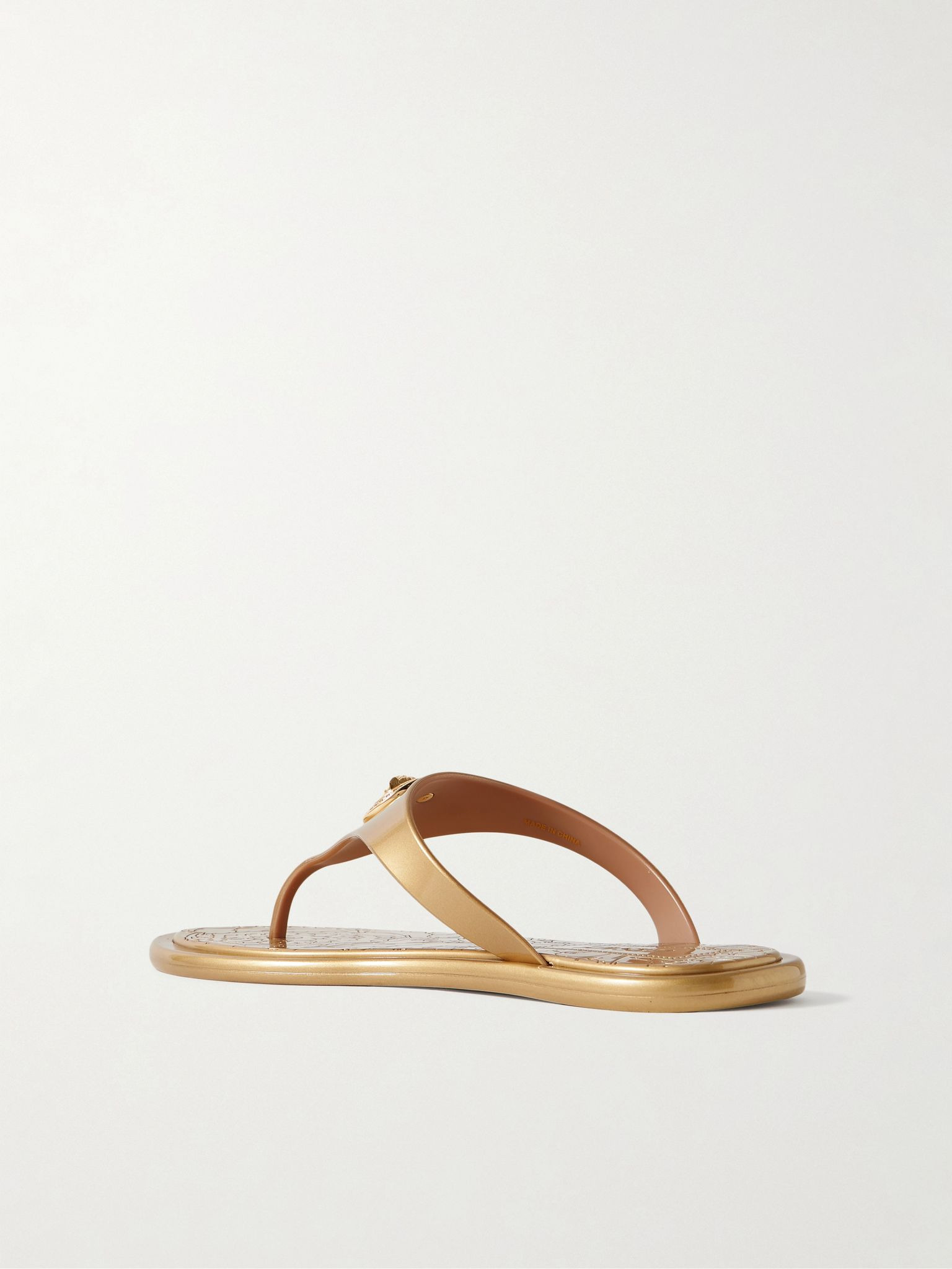 Alia embellished metallic rubber flip flops Gold - 3