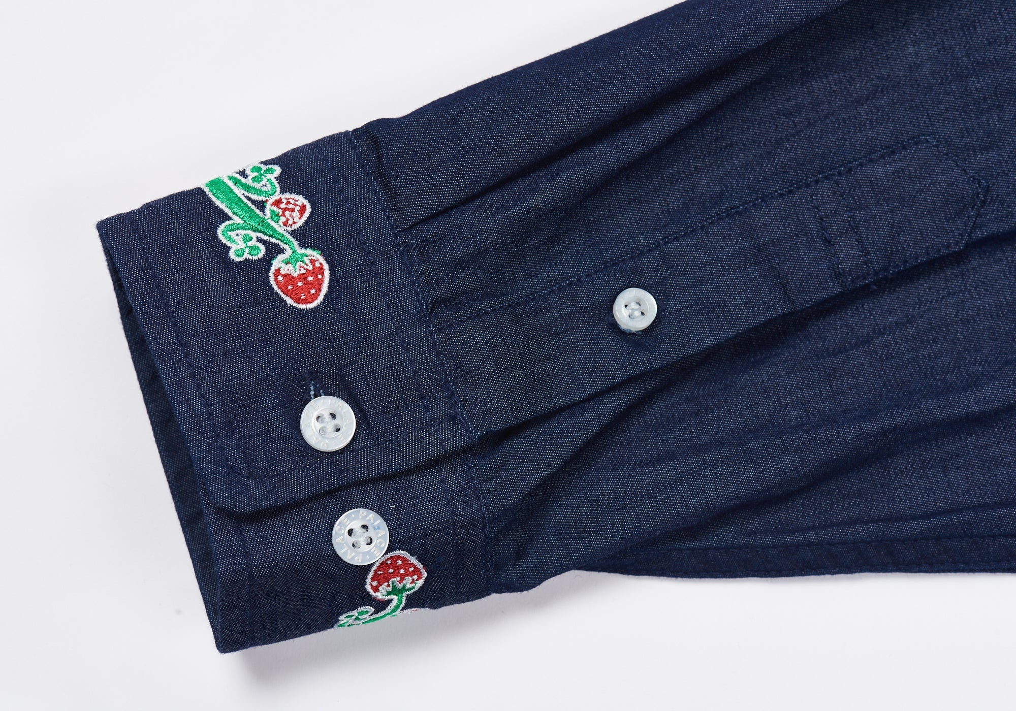 STRAWBERRY EMBROIDERY DENIM SHIRT INDIGO - 5