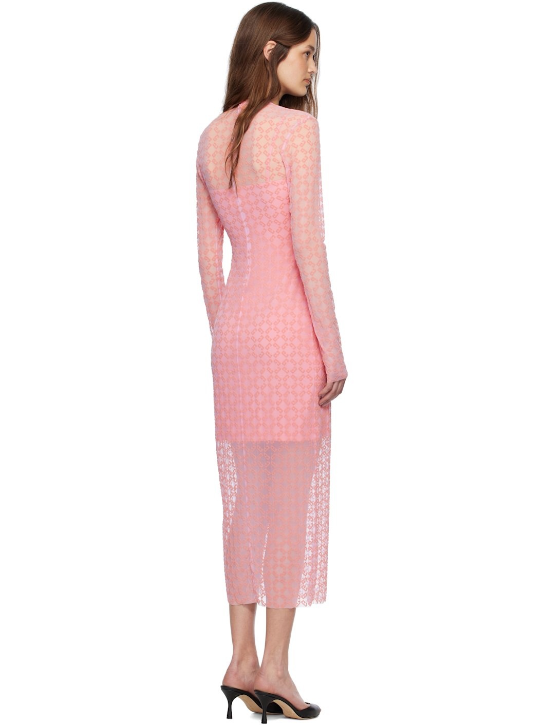 Pink Monogram 72 Tulle Midi Dress - 3