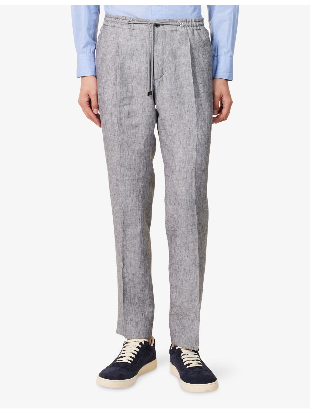 Straight-Leg Drawstring Linen Trousers - 3