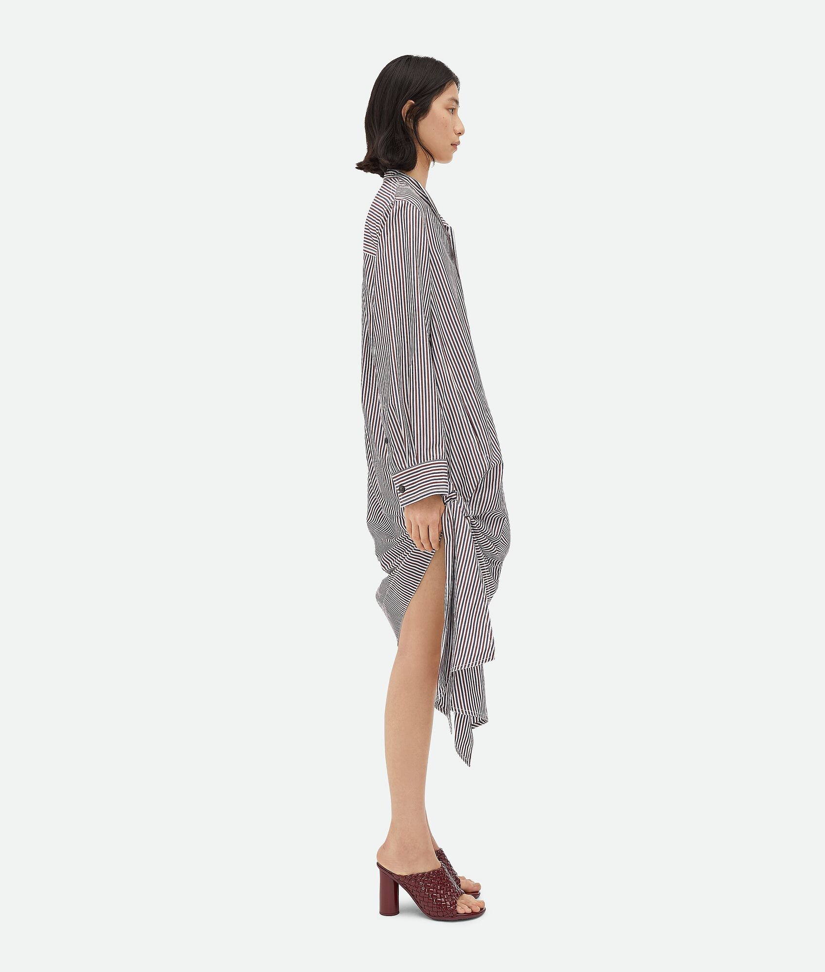 Cotton Striped Dress With Knot Detail - 2