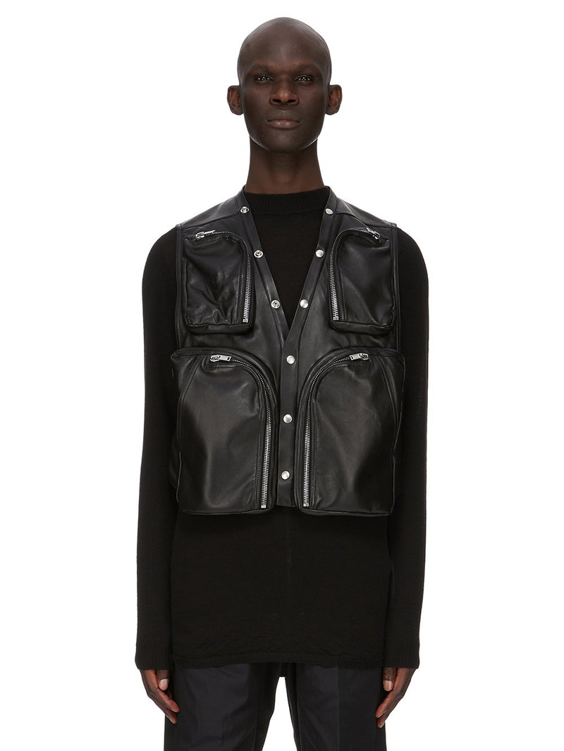 Black Concordians Cargo Leather Vest 1