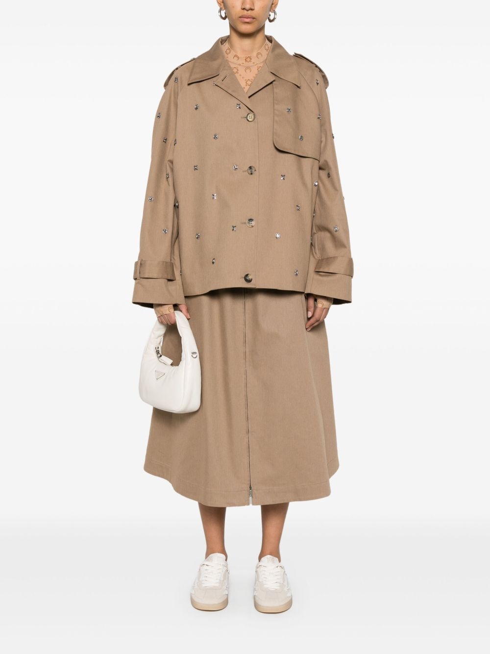 sequin-embellished cropped trench coat - 2