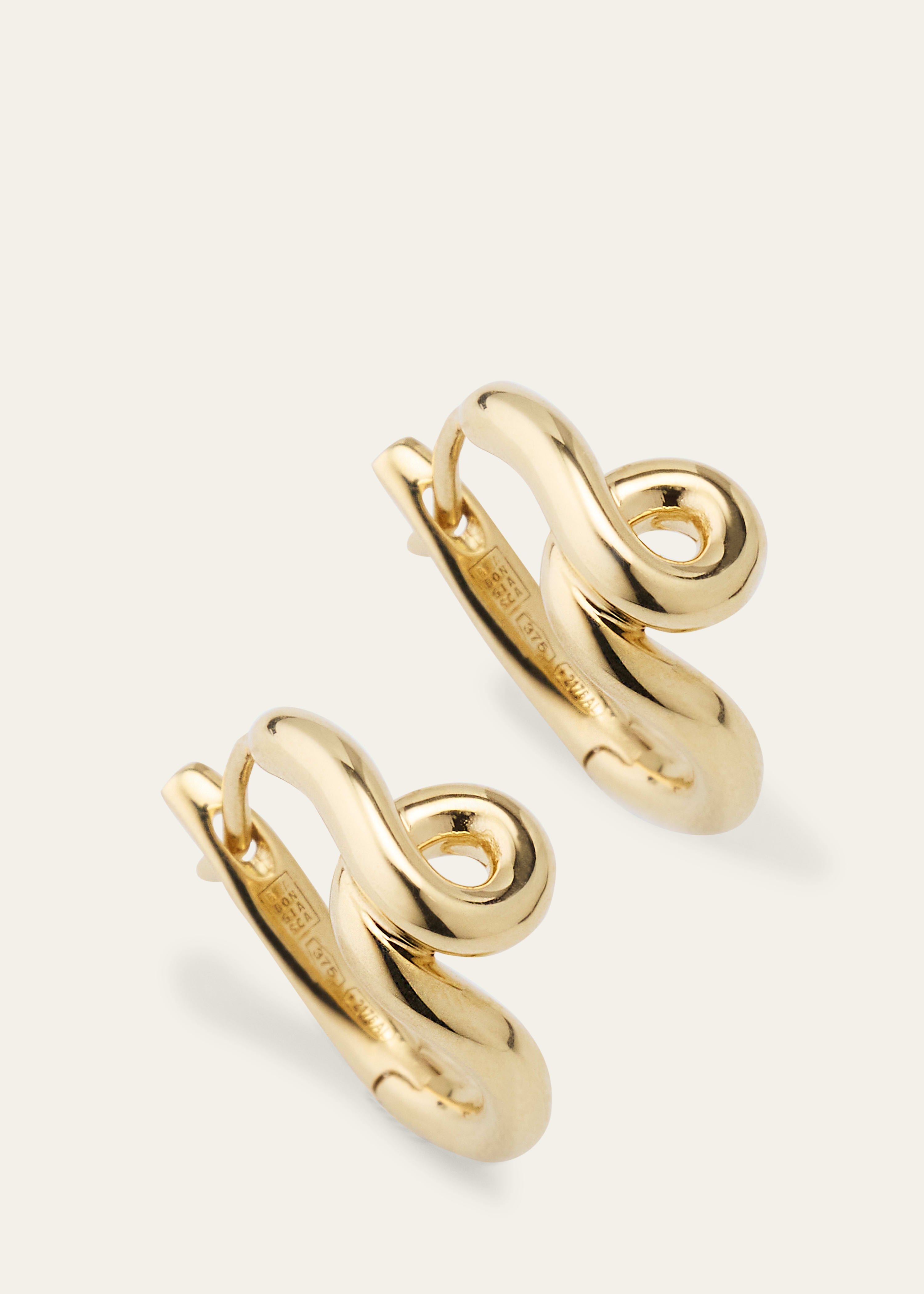 Single Wave Hoop Earrings in 9K Yellow Gold - 3