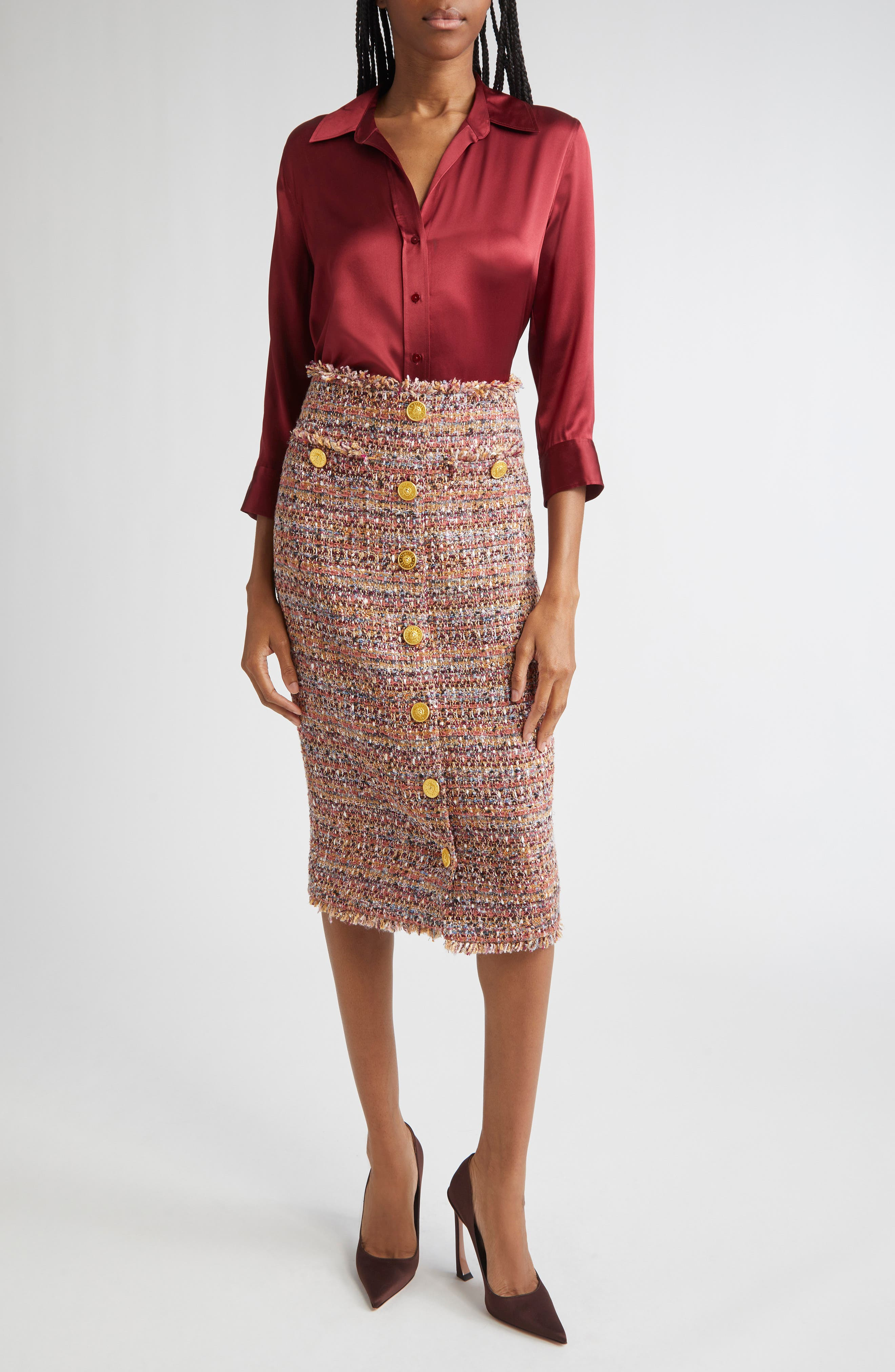 L'AGENCE Dani Silk Charmeuse Blouse in Black Cherry at Nordstrom - 2