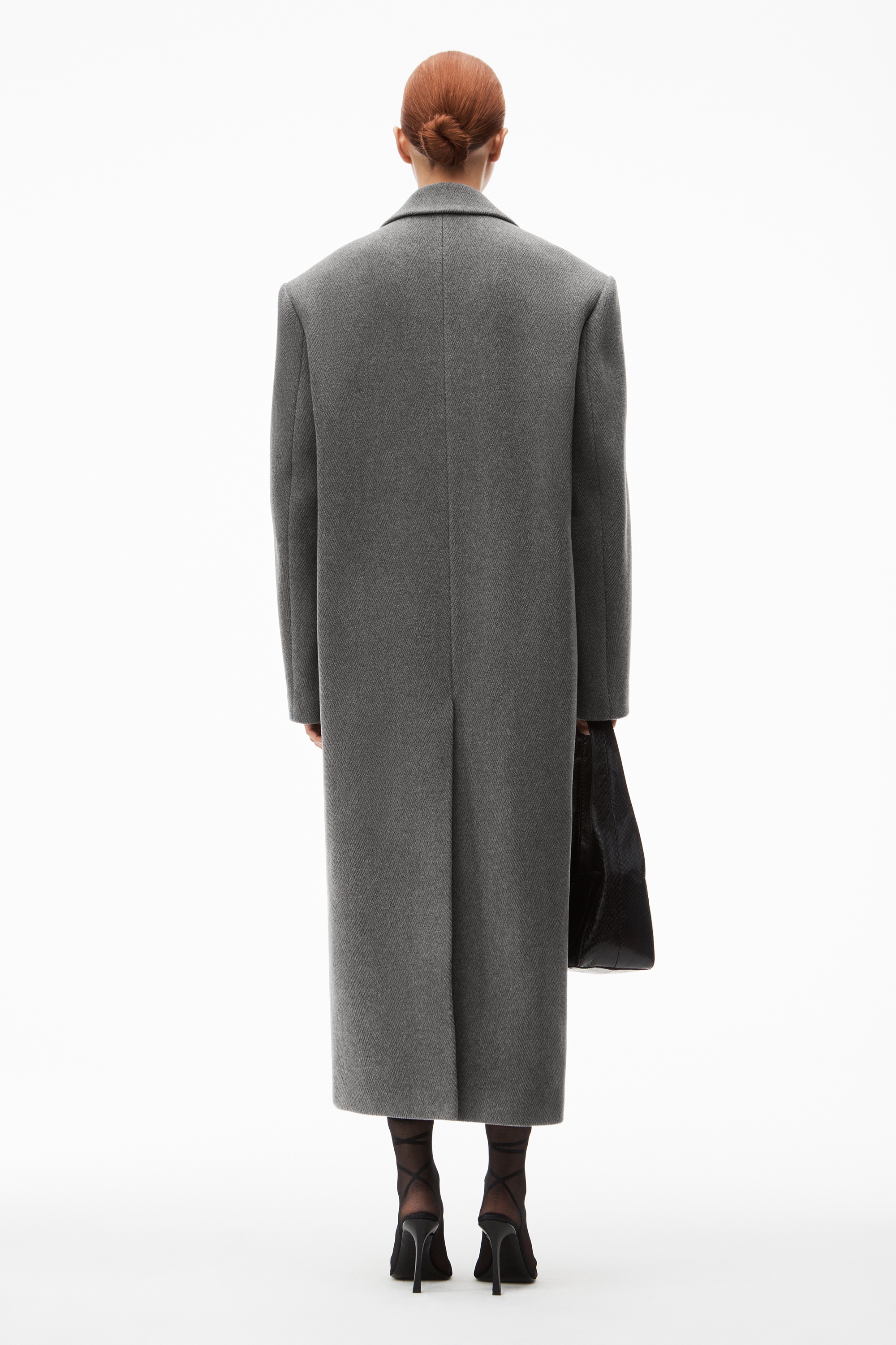long coat in herringbone coating - 5