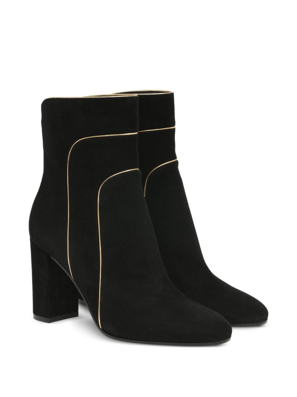 gold-trim suede boots - 2