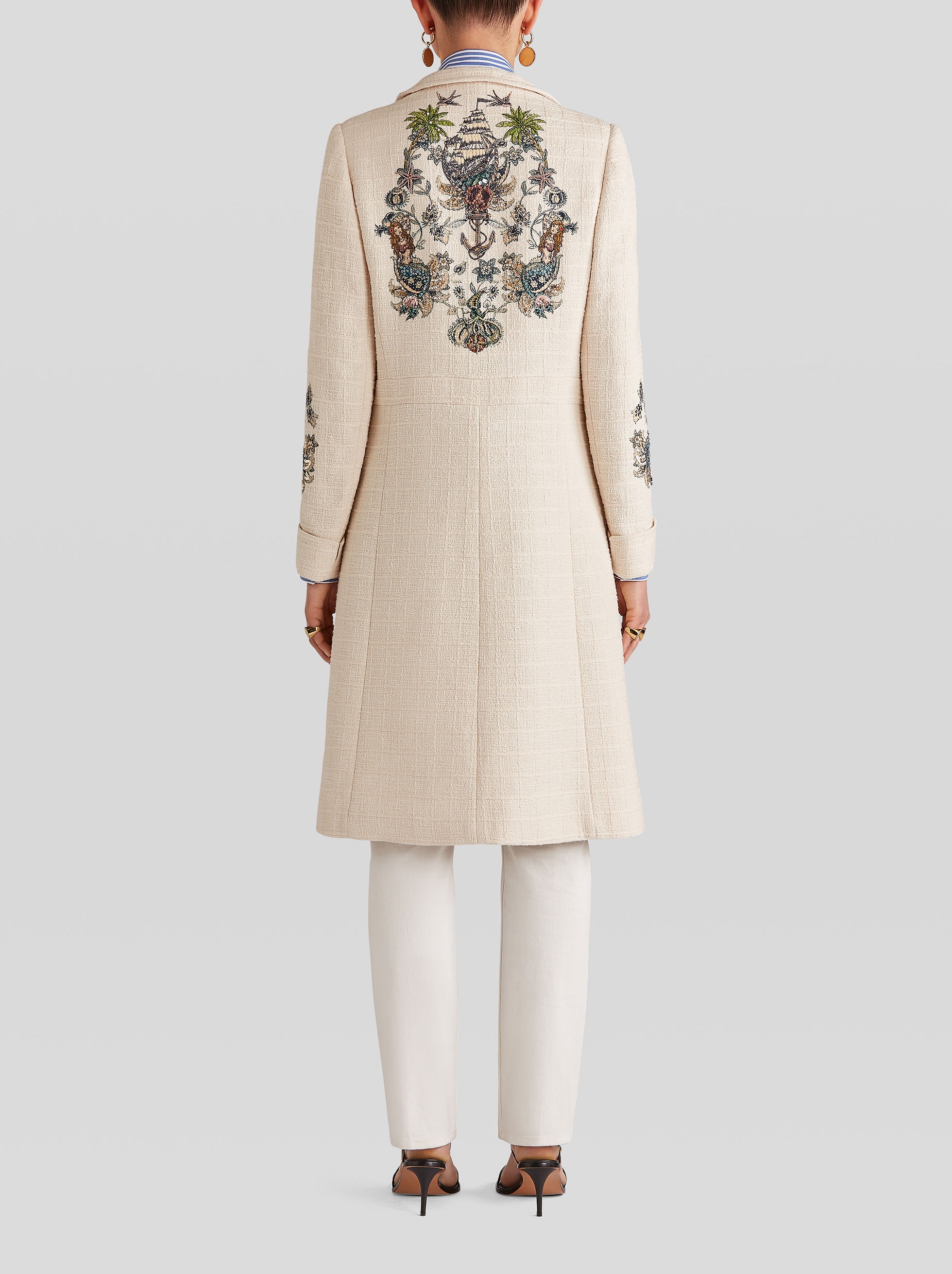 PLACED PRINT COAT WITH OLD SCHOOL EMBROIDERY - 4