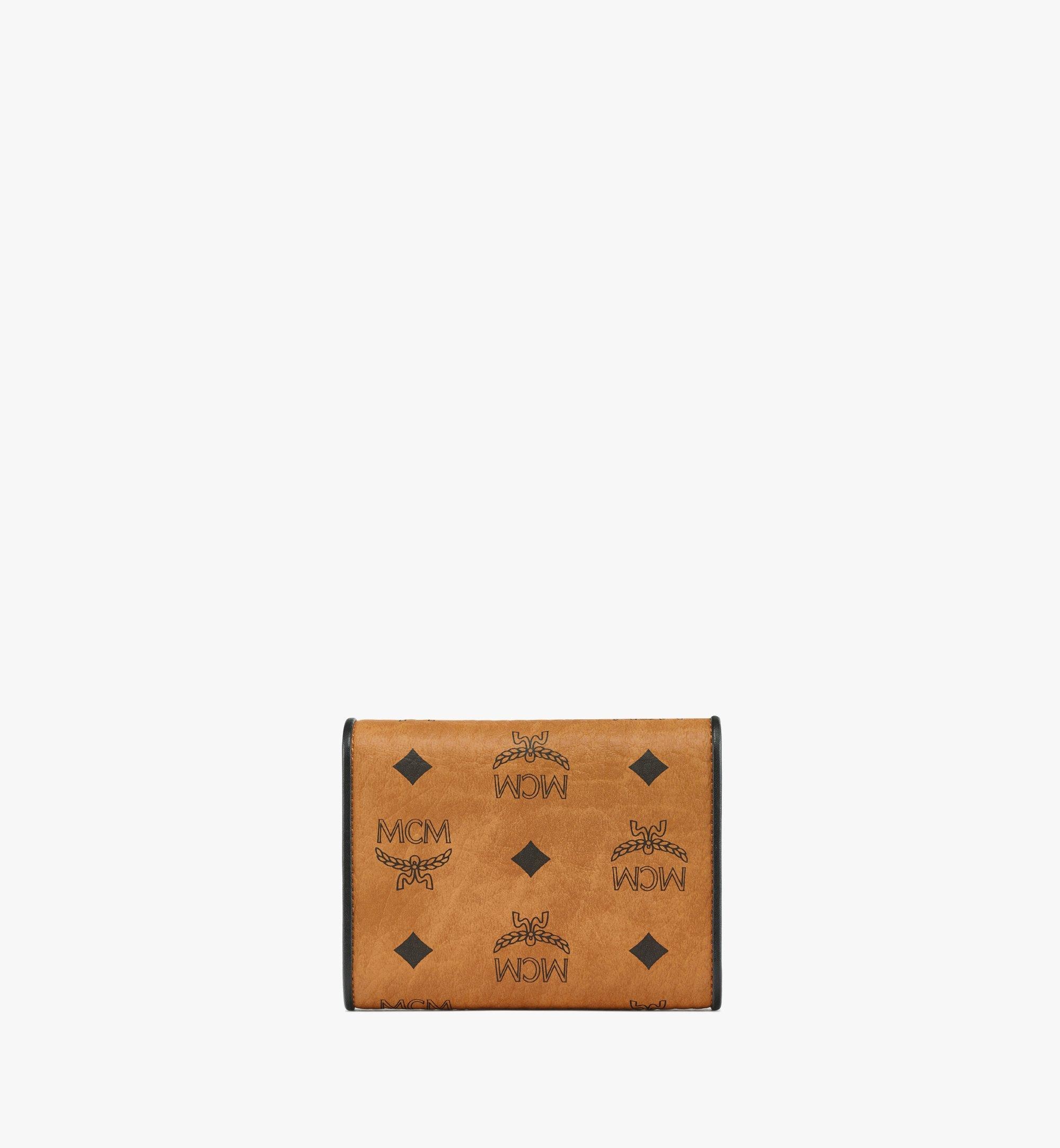 MCM Tracy Small Monogram Visetos Trifold Wallet in Brown