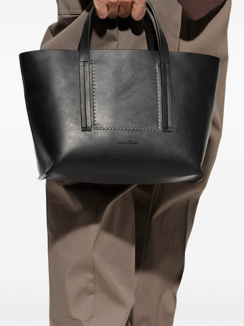 Rick Owens topstitch leather tote bag outlook