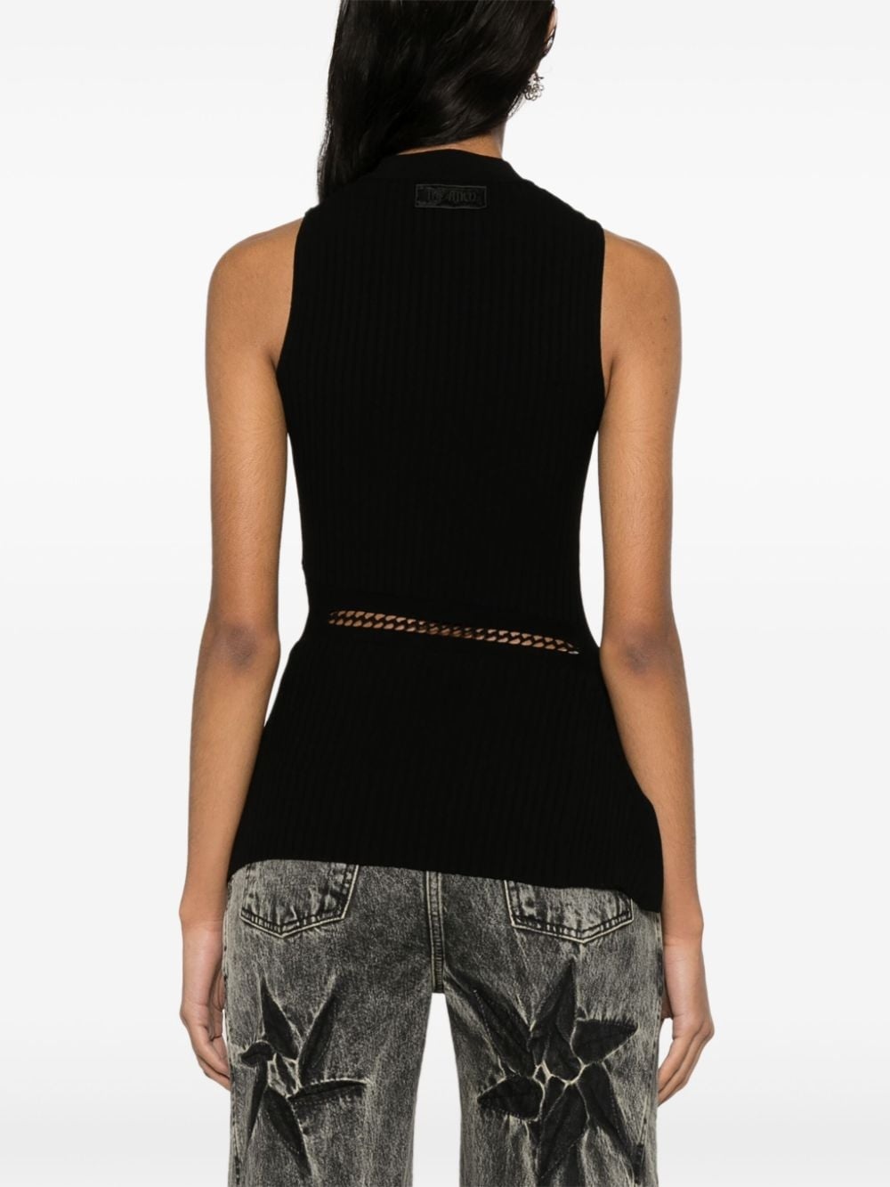 cut-out ribbed-knit tank top - 4