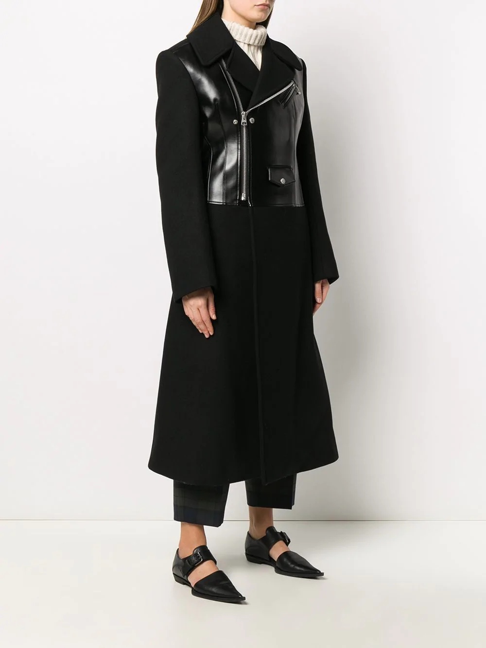 biker panel long-length coat - 3