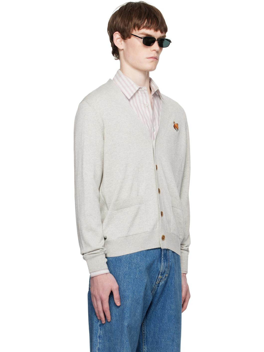 Gray Fox Head Patch Regular Cardigan - 2