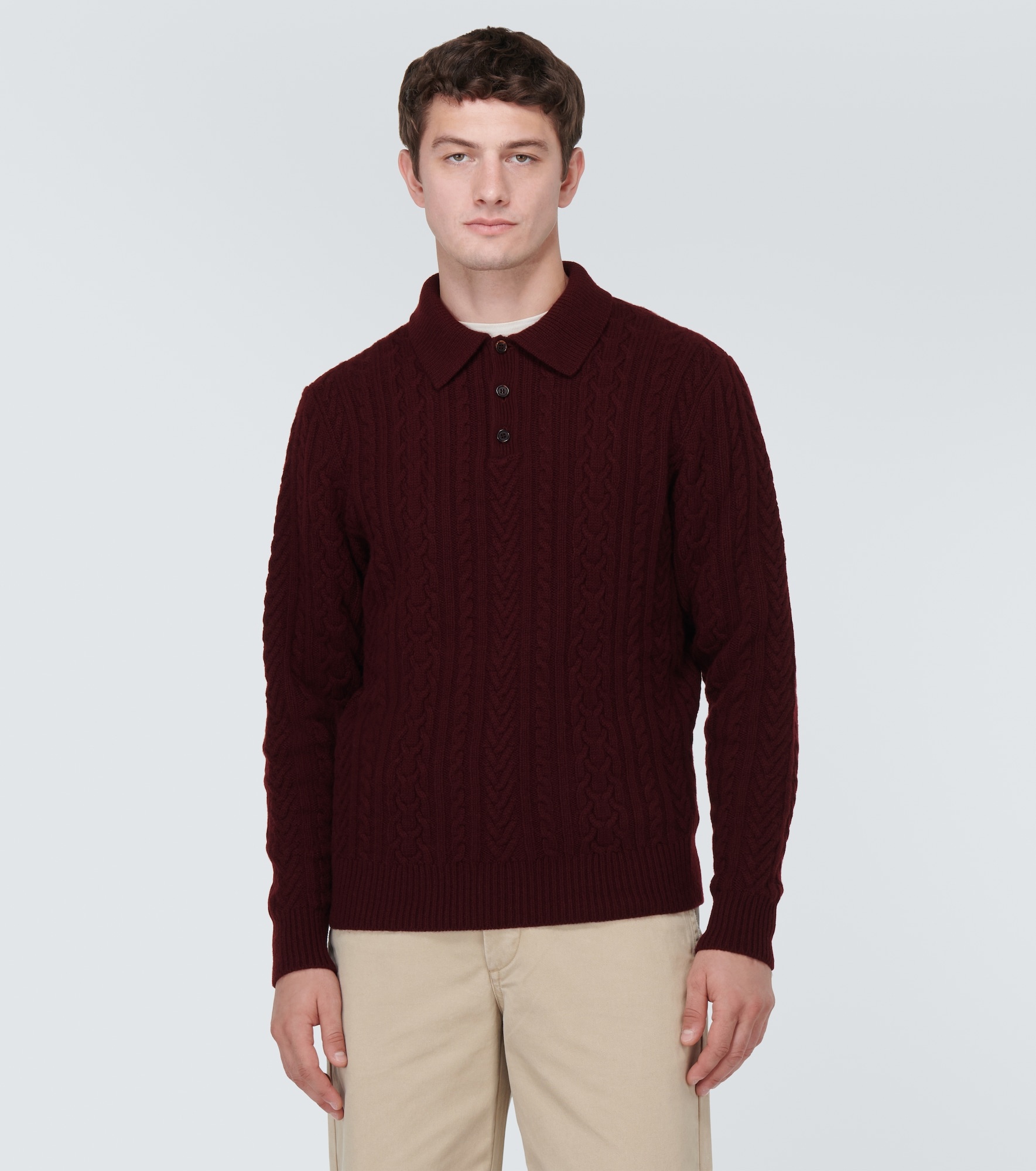 Cable-knit cashmere polo sweater - 3