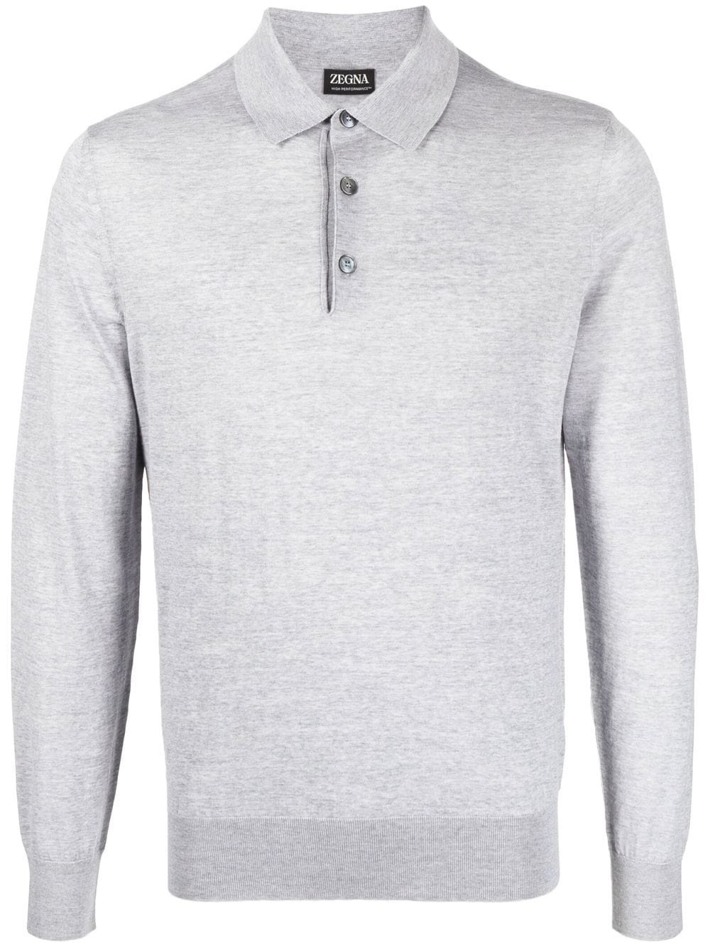 long-sleeve wool polo shirt - 1