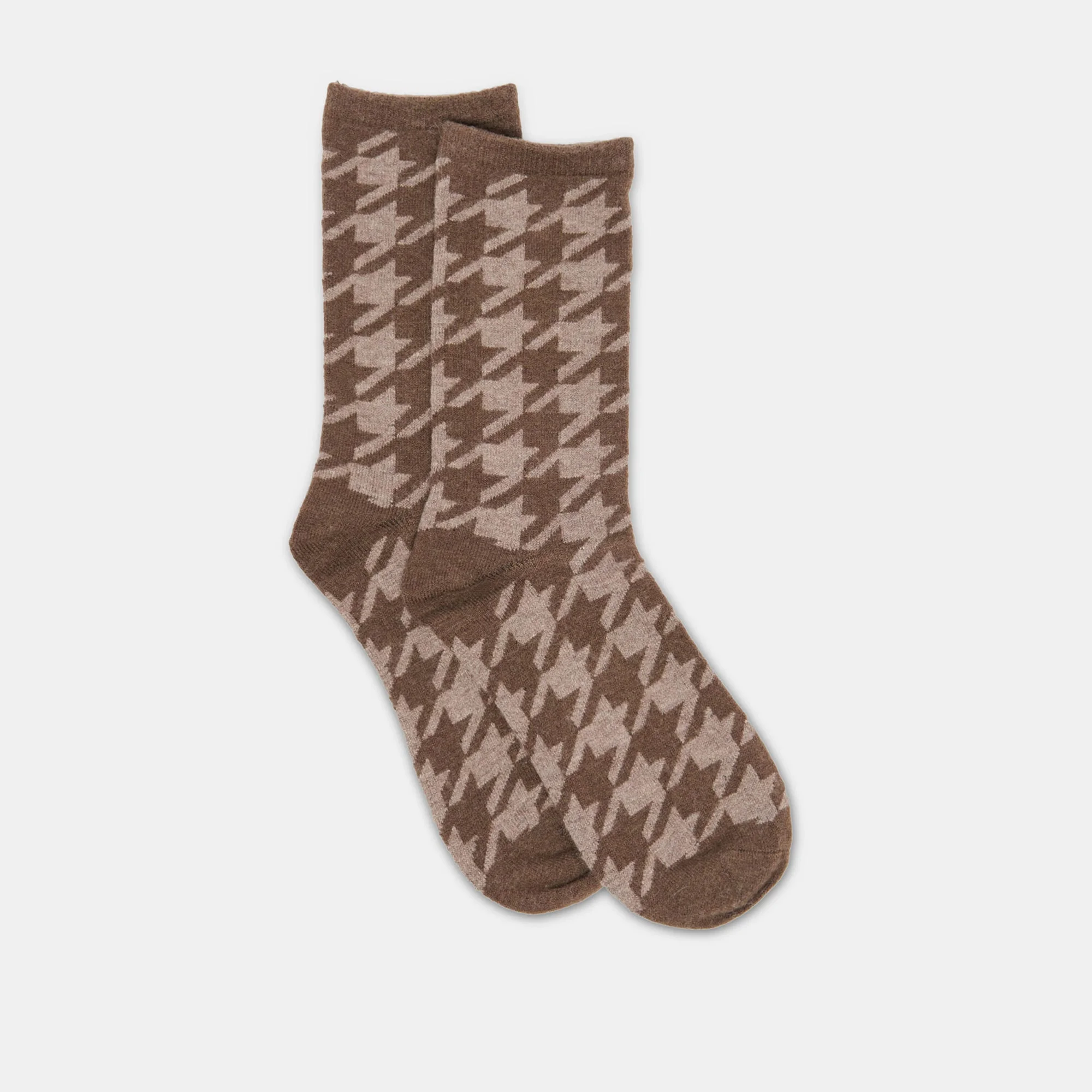 HOUNDSTOOTH CREW SOCKS ESPRESSO - 1