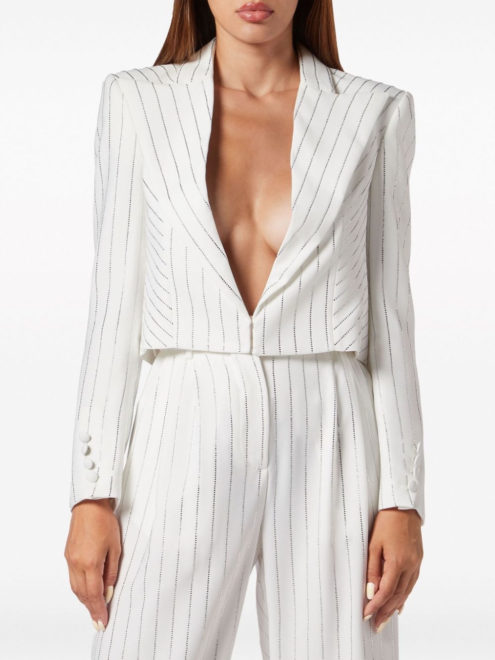 Cady crystal-embellished cropped blazer - 3