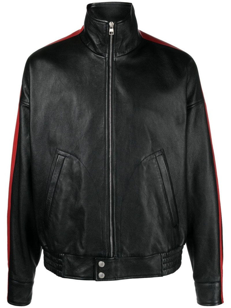 striped leather Biker jacket 1