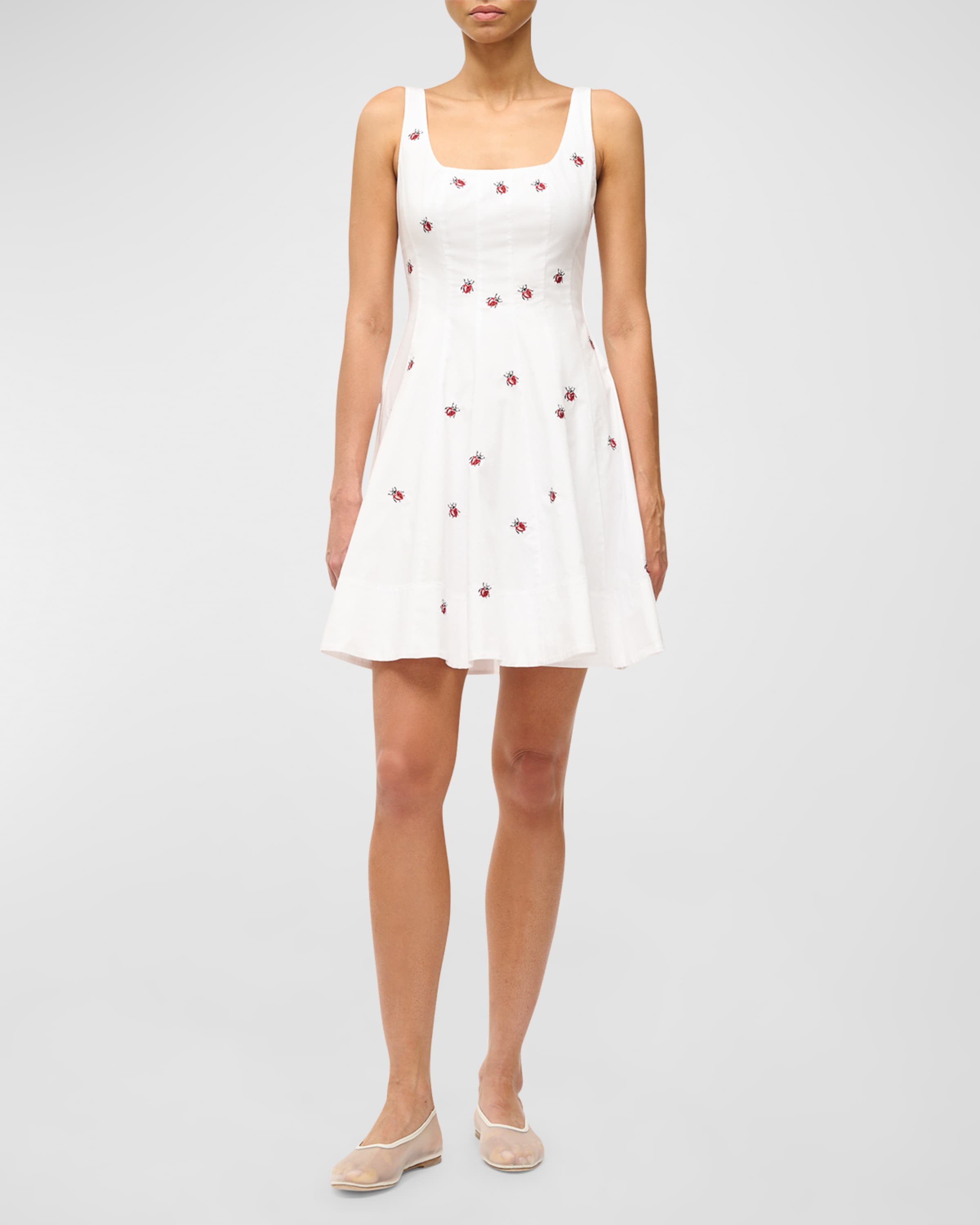 Wells Ladybug Print Cotton Poplin Sleeveless Mini Dress - 1