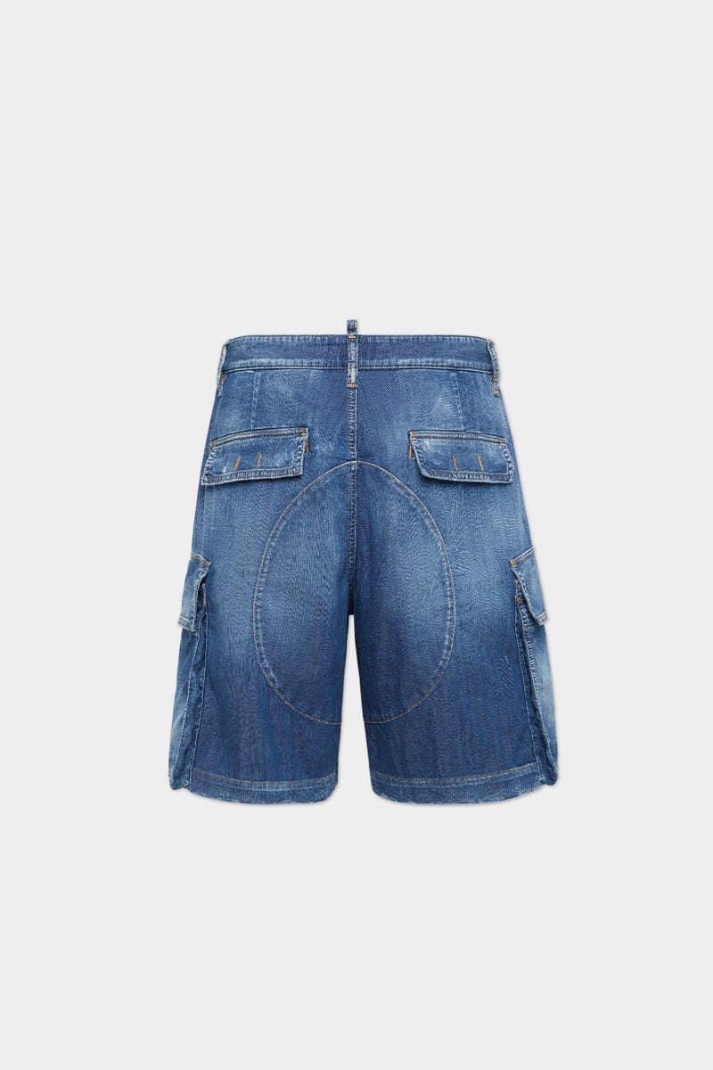 SUMMER LOVERS MEDIUM WASH LOOSE CARGO SHORTS - 2