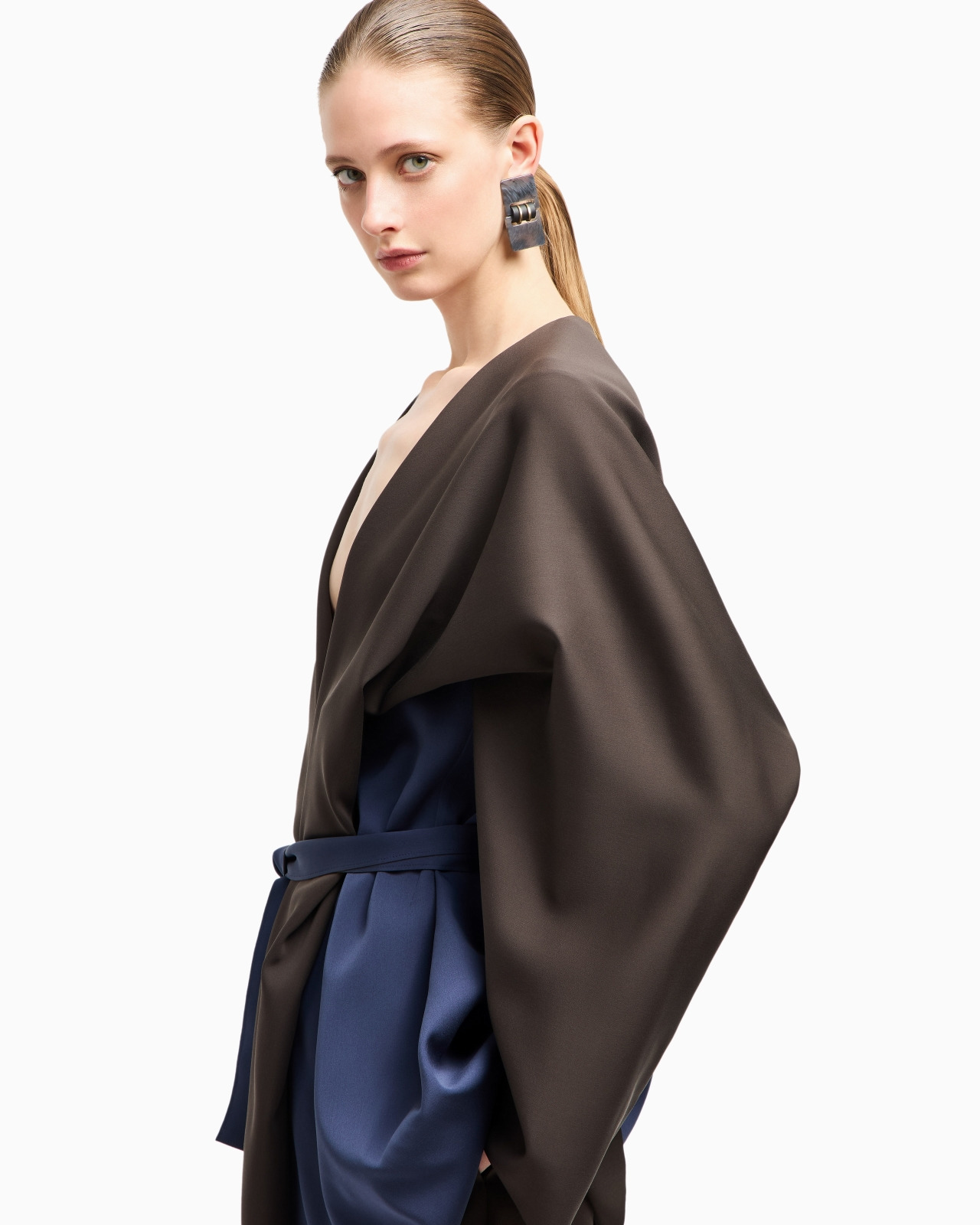 SILK DOUBLE GEORGETTE PEA COAT - 5