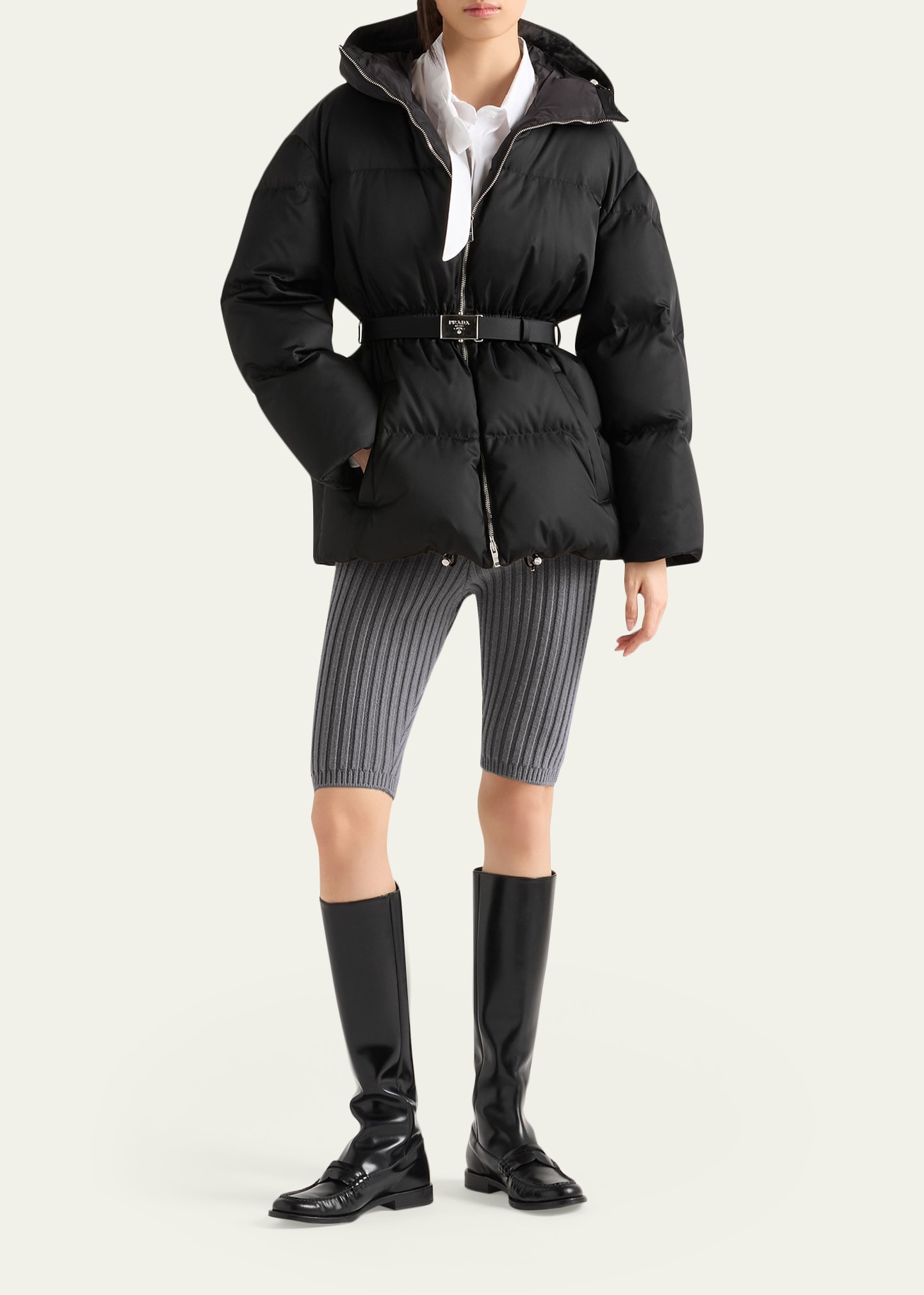 Belted Re-Nylon Puffer Jacket - 2
