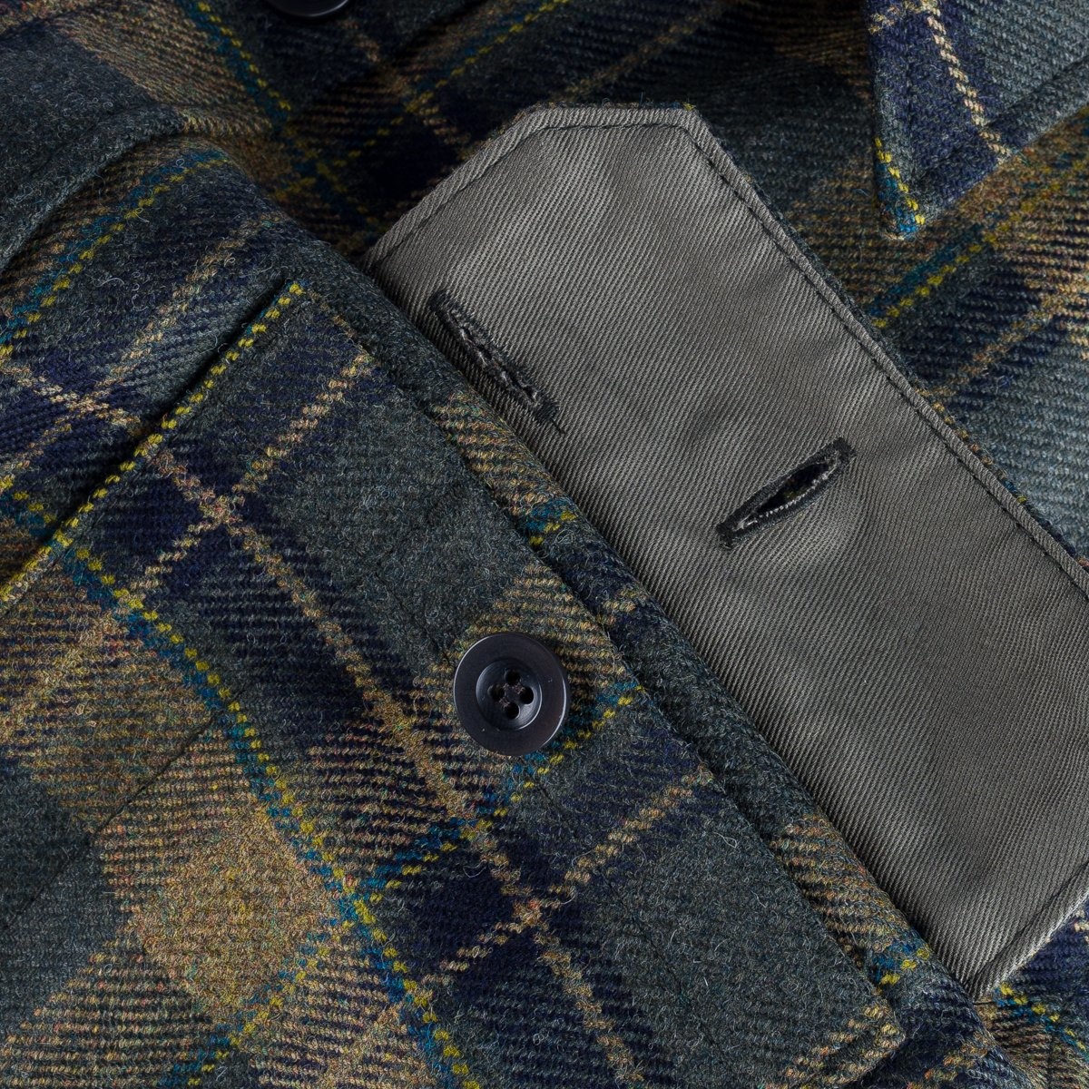 IHDR-434-HHG 14oz Fox Brothers®  Check Flannel CPO Shirt - Rustic Yellow, Hickory & Hunter Green - 12