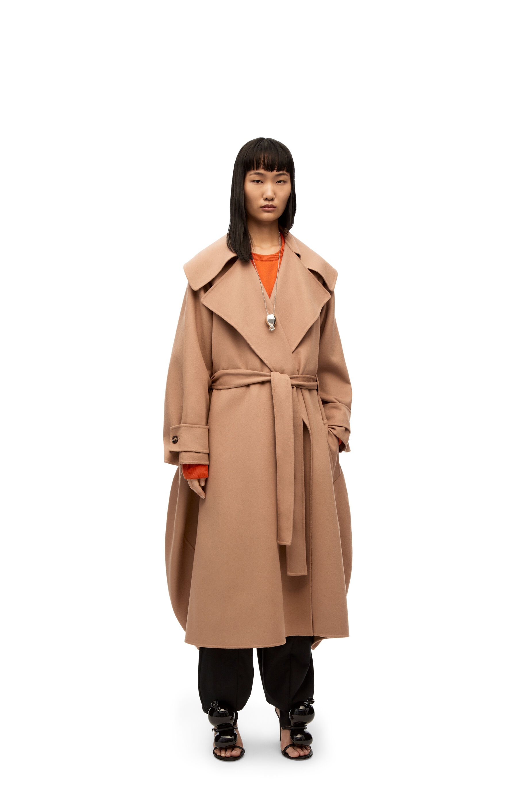 Belted coat in wool and cashmere - 3