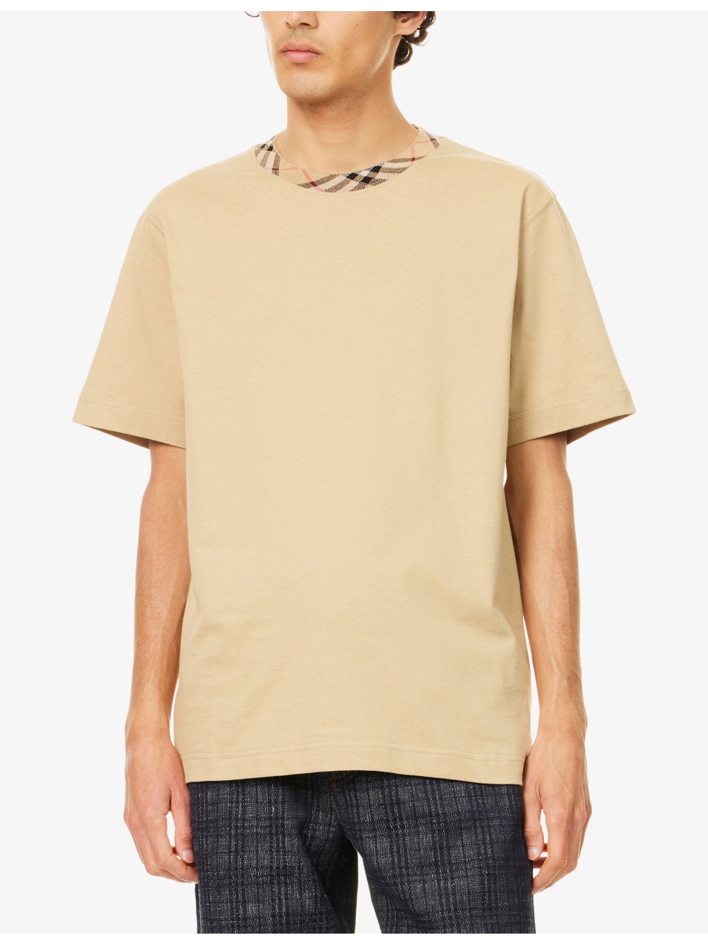 Check-Print Short-Sleeves Cotton-Jersey T-Shirt - 3