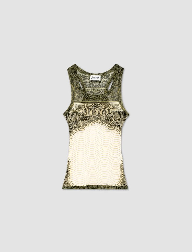 Jean Paul Gaultier Mesh tank top with Cartouche print