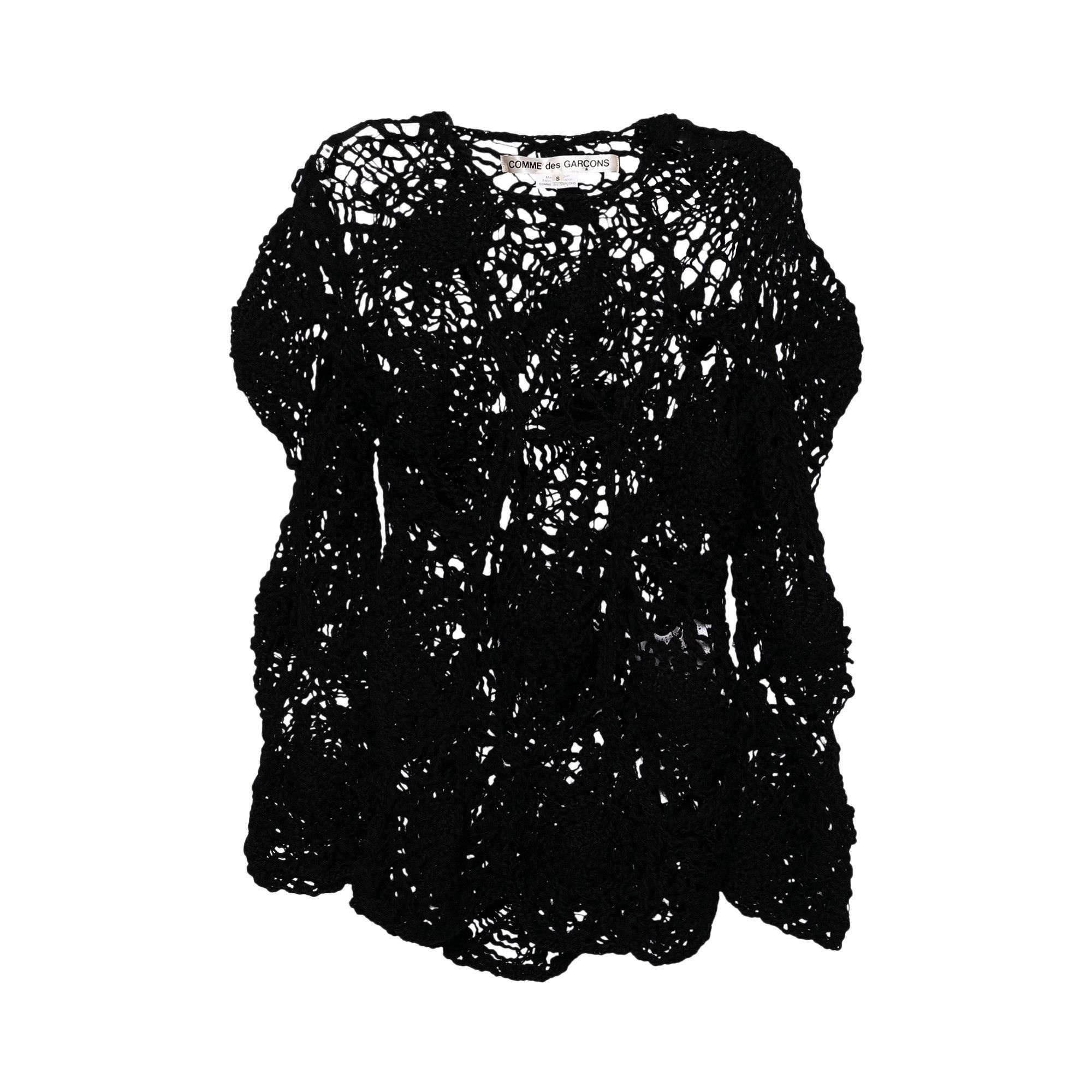 Comme des Garçons Open Crochet Spider Web Knit Sweater 'Black' - 1