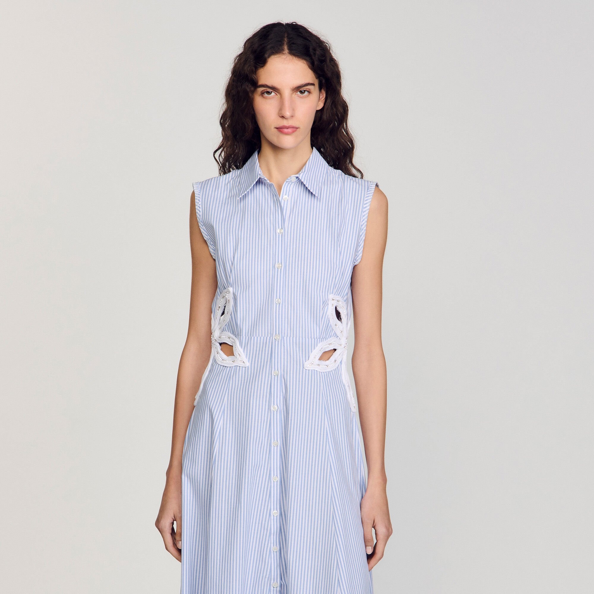 STRIPED EMBROIDERED MAXI DRESS - 4